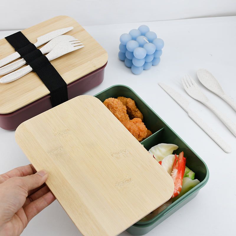 Japanese Bento Boxes - 3 Sections And Eco-friendly Utensils Included 